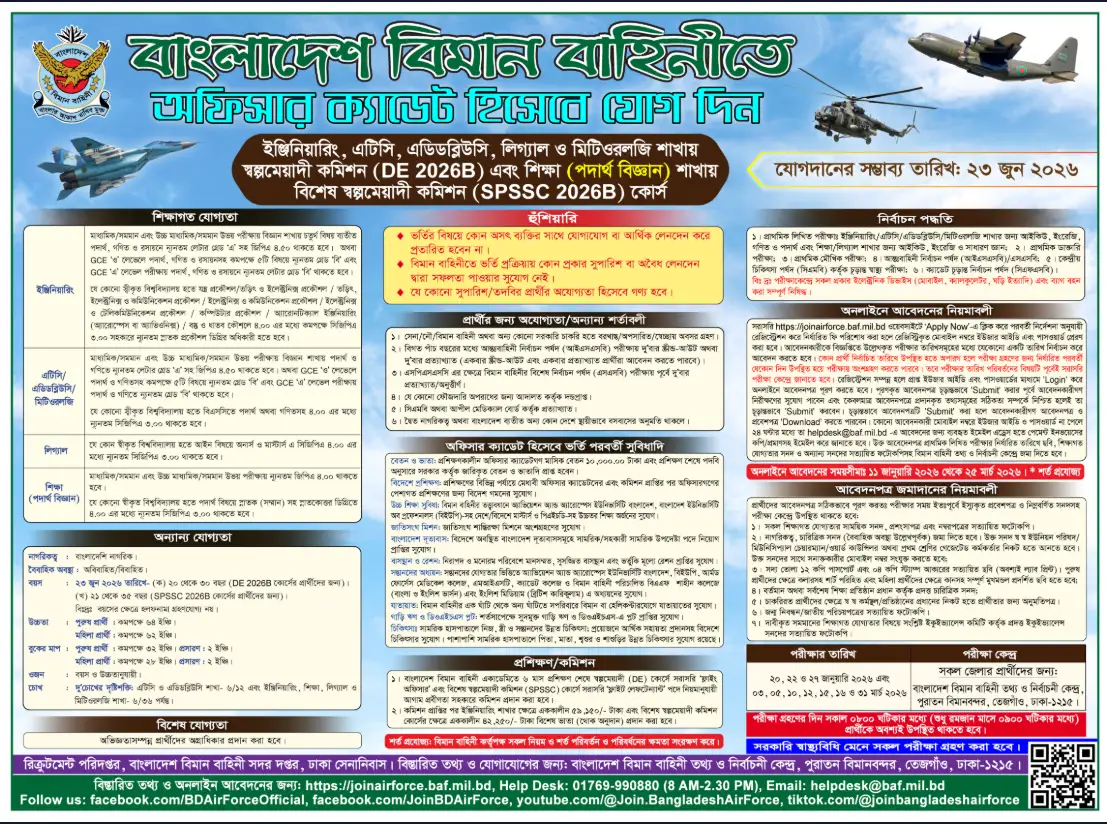 বিমান বাহিনীতে নিয়োগ